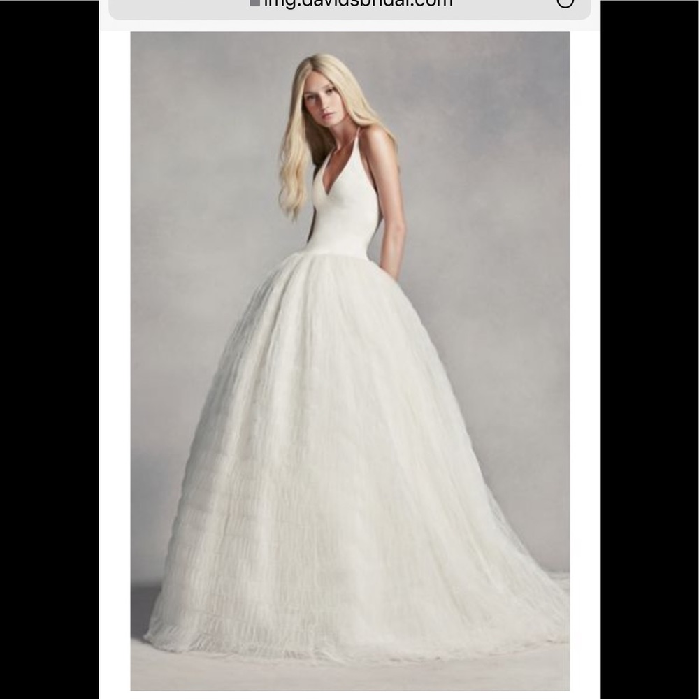White by Vera Wang Halter Tulle Wedding Dress